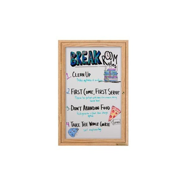 24"x36" 1-Door Wet/Dry Erase, White Porcelain/Cherry Frame